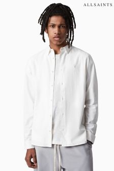 AllSaints White Lovell Long Sleeve 100% Cotton Shirt (A04269) | $170