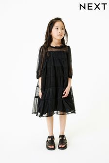 Ярусное платье с сеточкой (3-16 лет)