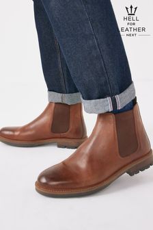 Tan Brown Leather Cleat Chelsea Boots (A04941) | ￥9,580