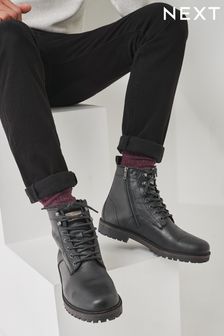 Black Tall Zip Cleated Boots (A04953) | €90