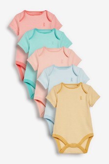 5 Pack Short Sleeve Baby Bodysuits (0mths-3yrs)