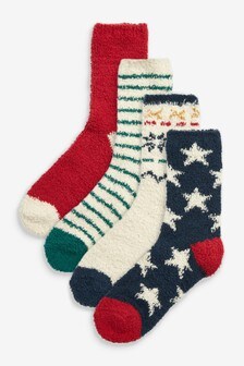 Red/Blue Cosy Bed Socks 4 Pack (A05091) | $33