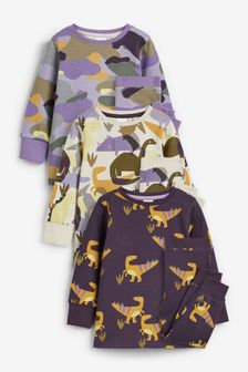 Purple Camouflage Dino 3 Pack Snuggle Pyjamas (9mths-12yrs) (A05224) | $52 - $69
