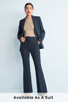 Navy Blue Smart Belted Flare Trousers (A05281) | €57