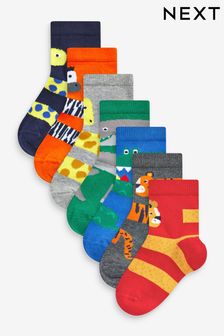 Animal rouge/bleu/vert - Lot de 7 paires de chaussettes en coton majoritaire (A05835) | €11 - €13