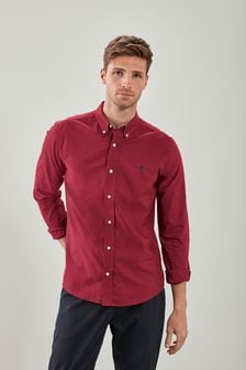Cherry Red With Stag Long Sleeve Oxford Shirt (A05838) | R391