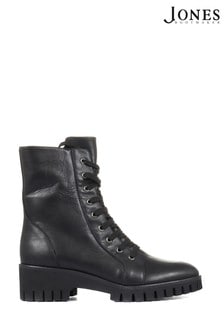 Jones Bootmaker Lauryn Black Leather Combat Boots (A07117) | ₪ 768