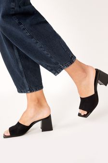 Black Regular/Wide Fit Forever Comfort® Block Heel Mule Sandals (A07298) | €13