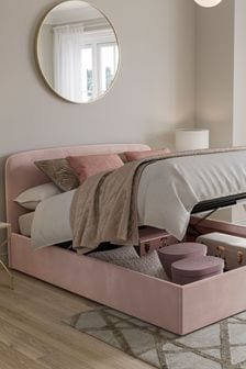 Opulent Velvet Blush Pink Matson Upholstered Ottoman Storage Bed Frame (A07300) | €725 - €950