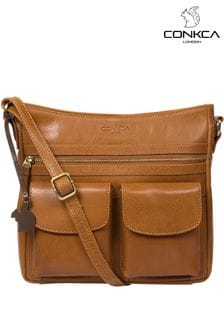 Fauve foncé - Sac à bandoulière Conkca Bon en cuir (A07823) | €82