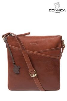 Kasztanowy - Skórzana torebka do noszenia przez ramię Conkca Avril (A07835) | 310 zł