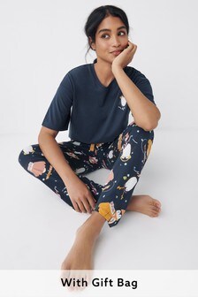 Navy Penguins Cotton Pyjamas In Gift Bag (A08206) | BGN 58