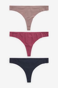 Navy/Pink Thong No VPL Lace Back Briefs 3 Pack (A09185) | 19 €
