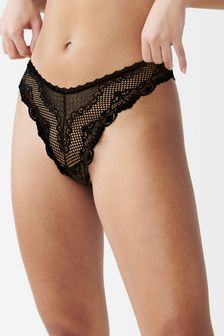 Black Extra High Leg Microfibre And Lace Knickers (A09215) | 6 €