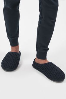 Navy Knitted Mule Slippers (A09458) | kr211