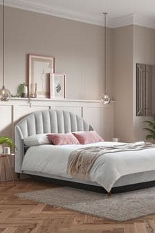 Opulent Velvet Light Grey Stella Upholstered Ottoman Storage Bed Frame (A09486) | €1,025 - €1,150