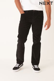 Black Straight Fit Jean Style Stretch Cord Trousers (A09758) | ₪ 70