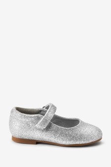 Silver Glitter Standard Fit (F) Mary Jane Occasion Shoes (A09893) | DKK86 - DKK104