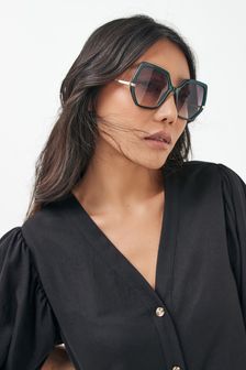 Grün - Sechseckige Oversize-Sonnenbrille (A09959) | 20 €