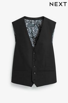 Black Wool Blend Motion Flex Suit: Waistcoat (A09968) | kr554
