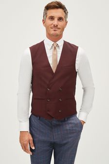 Burgundy Red Double Breasted: Waistcoat (A09973) | €20