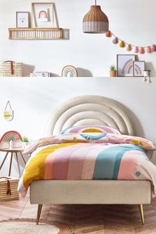 Soft Cosy Bouclé Ivory Rainbow Kids Upholstered Bed Frame (A09984) | €550 - €610