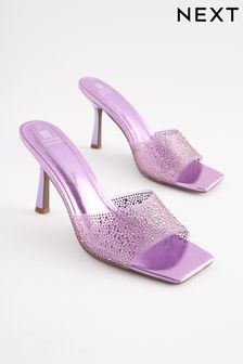 Lilac Purple Forever Comfort Vinyl Jewel Mules (A0A924) | €24