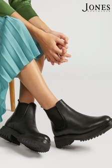 Jones Bootmaker Black Trieste Chunky Ladies Leather Chelsea Boots (A10033) | ₪ 535