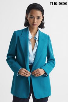 Reiss Turquoise Blake Slim Fit Single Breasted 100% Wool Blazer (A10237) | ₪ 2,172