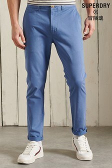 Superdry Blue Organic Cotton Core Slim Chino Trousers (A10707) | SGD 77