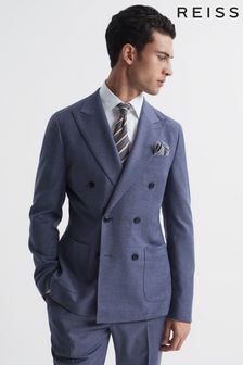 Reiss Airforce Blue Marquee Double Breasted Wool Blend Blazer (A10853) | 2,411 QAR