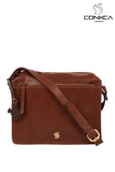 Коричневый - Кожаная сумка с длинным ремешком Conkca Aurora (A10970) | €67