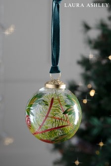 Laura Ashley Green Hand Painted Glass Bauble