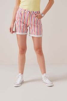 Rayas en tonos caramelo - Pantalones cortos estilo boyfriend de denim (A11470) | 21 €