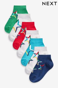 White/Blue/Red Star - Cotton Rich Trainer Socks 7 Pack (A11481) | kr130 - kr170