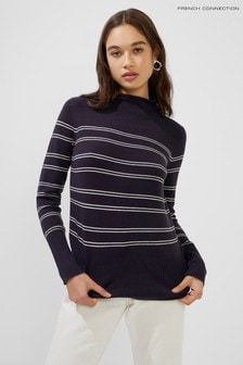 Niebieski sweter z prążkowanym dołem French Connection Babysoft (A11581) | 236 zł