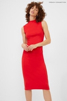 French Connection Damen Manhatten Figurbetontes Jerseykleid, Rot (A11590) | 37 €