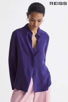 Reiss Purple Kia Silk Shirt (A11819) | AED1,426