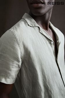 Reiss Sage Rufus Linen Cuban Collar Shirt (A11833) | LEI 726