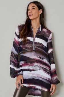 Chemisier coupe longue à col zippé