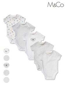 M&Co Grey Printed Bodysuits 5 Pack (A12166) | R294
