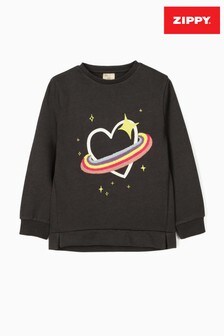 Zippy Girls Dark Grey Saturn Heart Sweatshirt (A12186) | €18.50