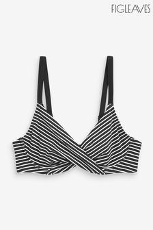 Figleaves Black Tailor Underwired Non Pad Wrap Stripe Bikini Top (A12355) | 38 €