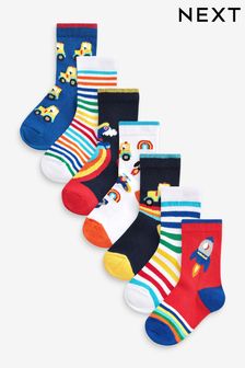 Boys 6 Pack Stars and Stripes Trainer Liner Socks Design Red Navy Cotton Rich Socks 
