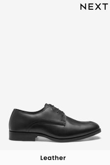 Negru - Mărimi mari - Pantofi Derby din piele cu vârf pătrat (A12605) | 252 LEI