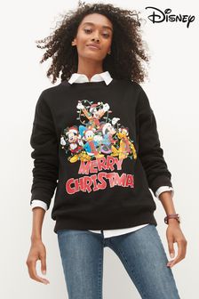 Black Disney Merry Christmas Christmas Graphic Sweatshirt (A12635) | $53