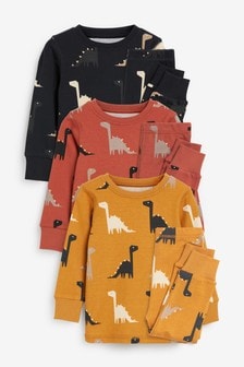 Komplet 3 udobnih pižam z motivom dinozavra
