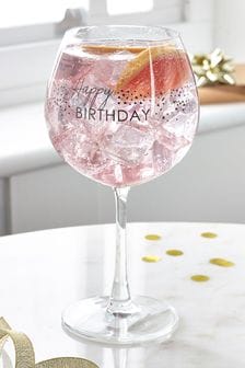 Silver Happy Birthday Gin Glass (A13486) | $18