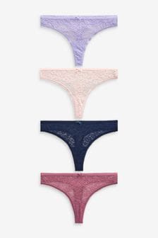 Navy/Pink Thong Lace Knickers 4 Pack (A13516) | 18 €
