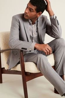 Grey Slim Fit Motion Flex Stretch Wool Suit: Jacket (A13684) | 126 €